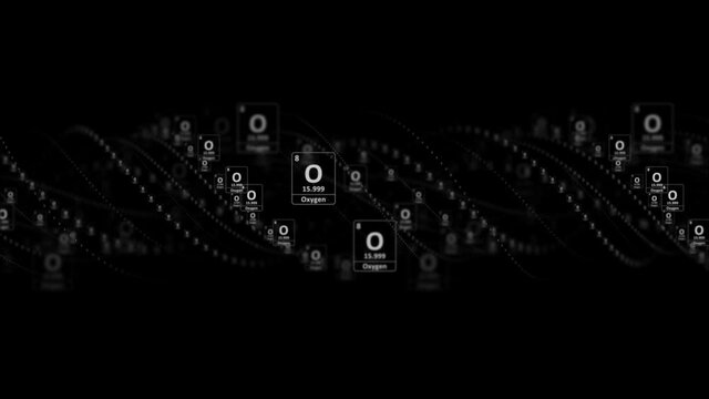 OXYGEN Molecule Symbol, Animation, Rendering, Background, Loop, 4k

