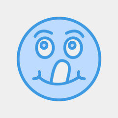 Obraz premium Tongue emoji icon vector illustration in blue style, use for website mobile app presentation