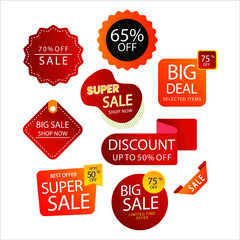 Super Sale Big Deal Selected Items Best Offer Big Sale Discount Shop Now Limited Time Offer Badges and Emblems Flat Vector