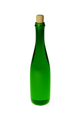 A green glass wine bottle.