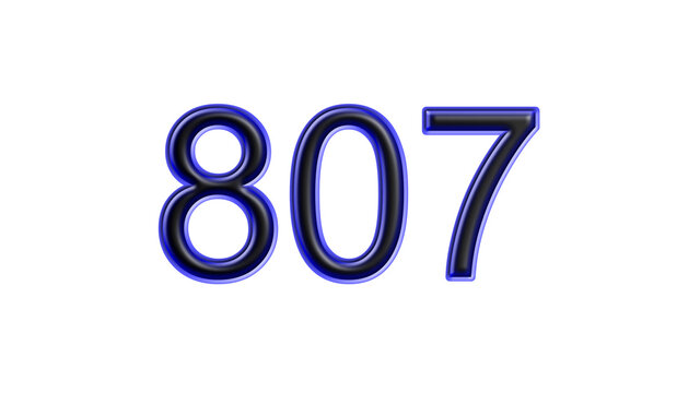 blue 807 number 3d effect white background