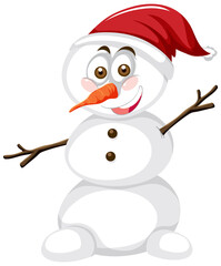 Snowman wearing Christmas hat cartoon character