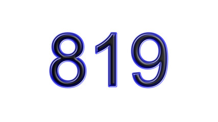 blue 819 number 3d effect white background