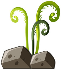 Fantasy grass in cartoon style with stone