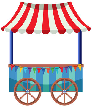 Amusement park trolley with striped roof