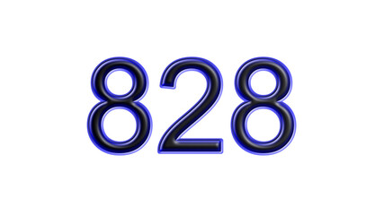 blue 828 number 3d effect white background