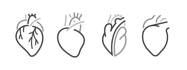 Healthy heart icons set. Editable vector collection
