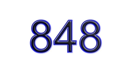 blue 848 number 3d effect white background