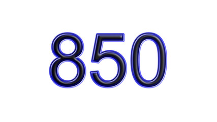blue 850 number 3d effect white background