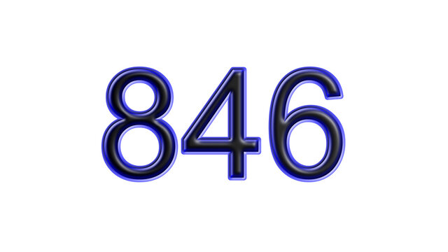 blue 846 number 3d effect white background