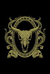 Skull goat and ornament artwork illustration