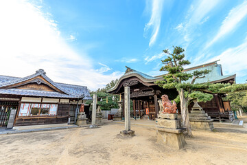 夕暮れ時の下津井祇園神社　岡山県倉敷市　Shimotsui Gion Shrine at dusk. Okayama-ken Kurashiki city