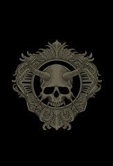 Skull with ornament illustration