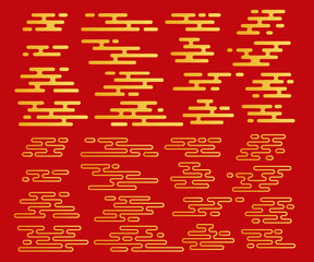 Asian Chinese clouds set. Traditional oriental asian flat design elements. Vector