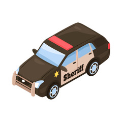 Sheriff Car Isometric Composition