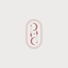 Vector minimalistic logo with letter P in the form of beads, threads and feathers. Emblem for bracelets, jewelry. Minimalistic icon for esotericism, astrology, psychology, magic.