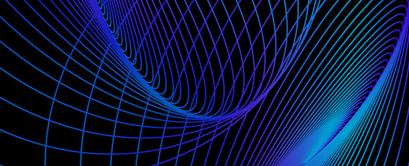 Abstract geometric blue wavy moving lines illustration banner pattern background