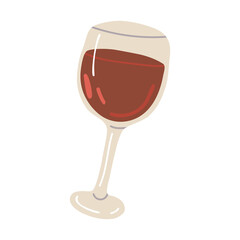 Vector isolated element. Glass of wine. Color image on a white background. The print is used for packaging design.