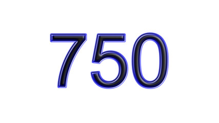 blue 750 number 3d effect white background