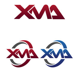 Modern 3 Letters Initial logo Vector Swoosh Red Blue XMA