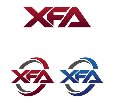 Modern 3 Letters Initial logo Vector Swoosh Red Blue XFA