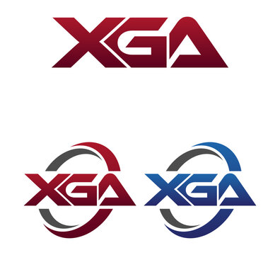 Modern 3 Letters Initial logo Vector Swoosh Red Blue XGA
