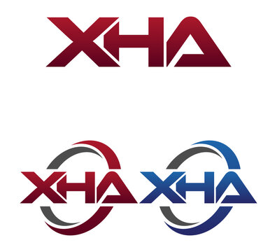 Modern 3 Letters Initial logo Vector Swoosh Red Blue XHA