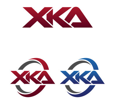 Modern 3 Letters Initial logo Vector Swoosh Red Blue XKA