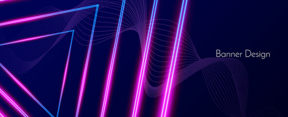 Abstract geometric elegant modern neon light pattern colorful banner background