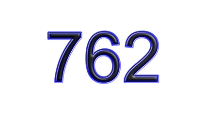 blue 762 number 3d effect white background