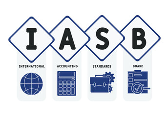 IASB - International Accounting Standards Board acronym business concept. vector illustration concept with keywords and icons. lettering illustration with icons for web banner, flyer, landing page