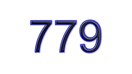 blue 779 number 3d effect white background