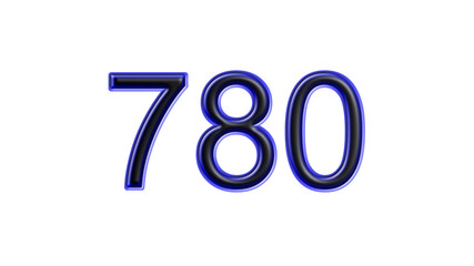 blue 780 number 3d effect white background