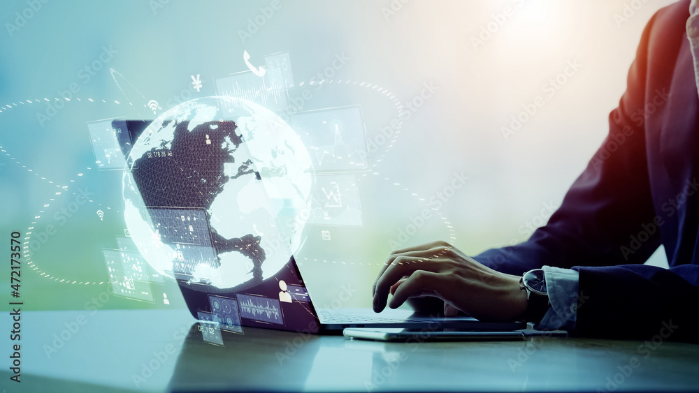 Aufkleber global communication network concept. digital transformation. dx.