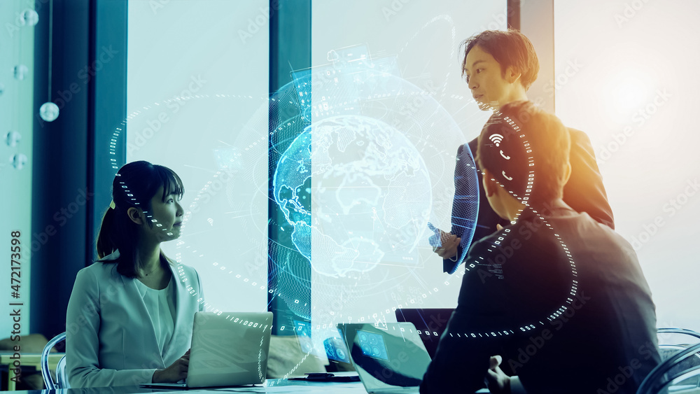 Poster global communication network concept. digital transformation. dx.