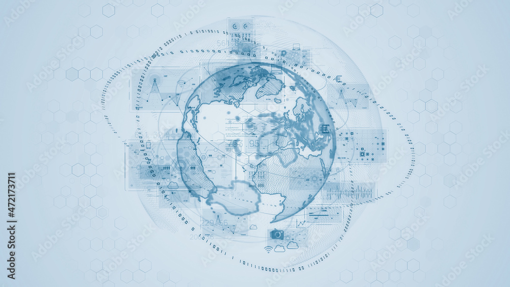 Leinwandbilder Global communication network concept. Graphical User Interface. Abstract background.