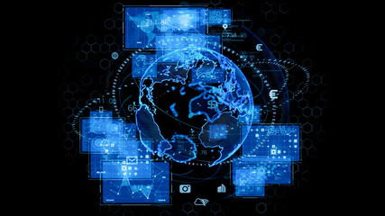 Global communication network concept. Graphical User Interface. Abstract background.