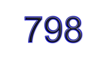 blue 798 number 3d effect white background