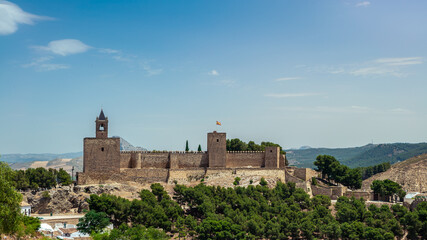 Obraz premium View of Alcazaba of Antequera is a Moorish fortress in Spain. Castle medieval