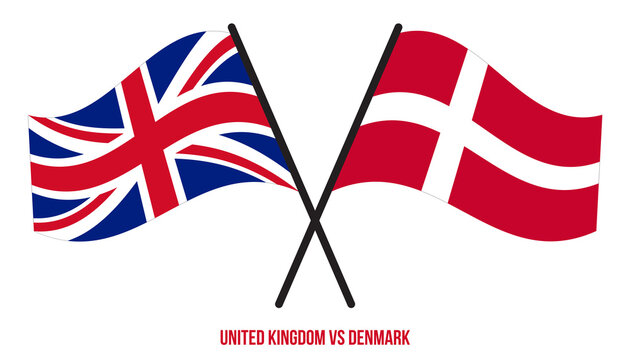 United Kingdom and Denmark Flags Crossed And Waving Flat Style. Official Proportion. Correct Colors. Stock Vector | Adobe Stock