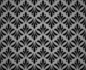 Flower geometric pattern. Seamless vector background. Black and gray ornament