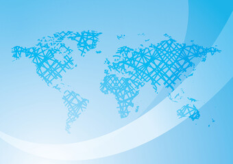 blue background with silhouette of abstract world map - vector