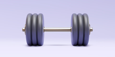 Metal 3d realistic dumbbell isolated on white background. Vector illustration.