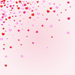 Purple Confetti Background Pink Vector. Rain Frame Heart. Pinkish Sweetheart Texture. Red Heart Romantic Pattern. Violet Mother Illustration.