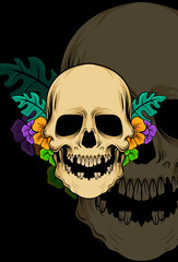 Skull and floral vector illustration