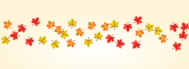 Orange Leaves Background Beige Vector. Foliage Realistic Card. Golden September Leaf. Nature Plant Illustration.