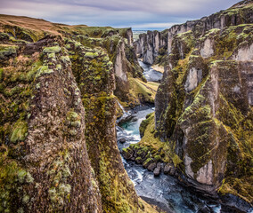 Fototapeta na wymiar Fjaðrárgljúfur Canyon Iceland