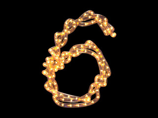 Led garland font. Number 6