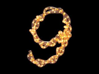 Led garland font. Number 9