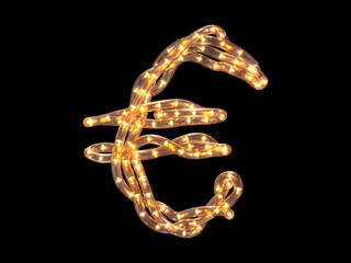 Led garland font. Euro symbol